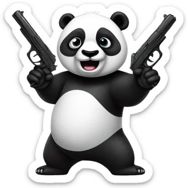 Panda with a gun sticker