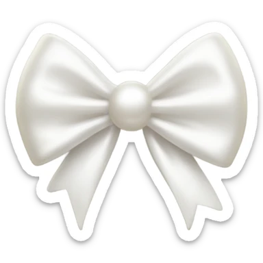 A white bow with a pearl shimmer sticker