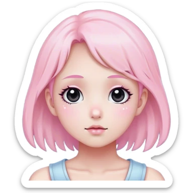 Full Moon and stars light pink and yellow kawaii. Black eyes  sticker