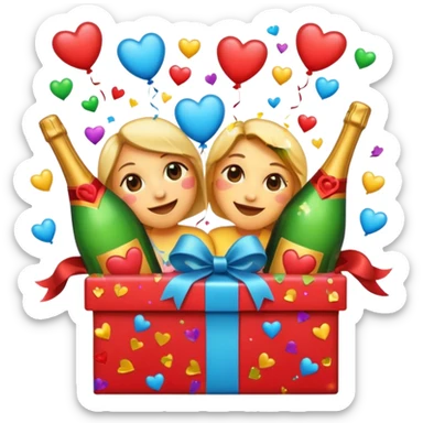 Generate an emojis of all the fun and love in one frame sticker