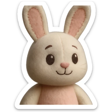 a cheerful bunny plush portrait, pastel colors sticker