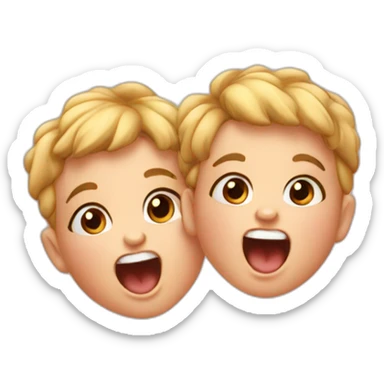 Baby twins smiling and yelling sticker