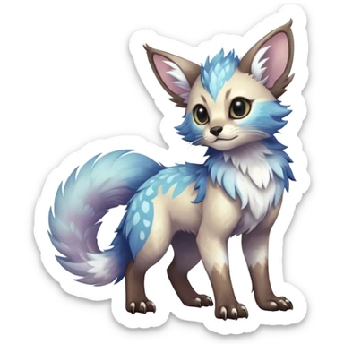 Epic Feral Rare Fantasy shiny pastel Vernid-Trico-species by LiLaiRa, random markings, tufted tail, tufted ears, full body sticker