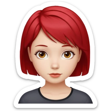 Cherry red short hair girl and front hair sticker