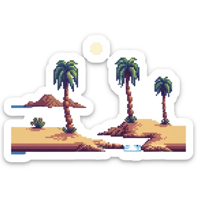 desert oasis with palm trees sticker