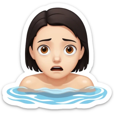 person terrified in swimming pool sticker