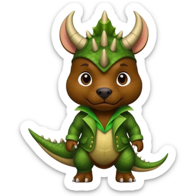 Black pibull dressed as a triceratops  sticker