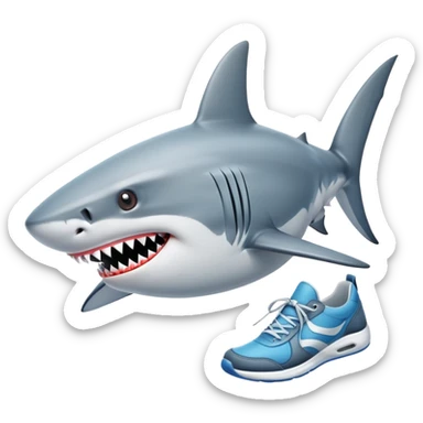 Un tiburón con zapatillas sticker