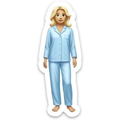 Blonde lady with light blue pijamas and sleepers sticker