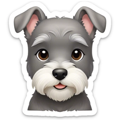 Meme-Worthy Cute Sleeping Miniature Schnauzer Portrait Emoji, Head gently tilted in a relaxed, blissful slumber with a soft, contented smile and eyes tenderly closed, featuring a neat salt-and-pepper fur with charming, relaxed features, simplified yet irresistibly endearing, highly detailed, glowing with a soft, cozy radiance, high shine, exuding gentle, heartwarming charm, styled with a soft glowing outline, capturing the essence of a sleeping Miniature Schnauzer that looks perfectly poised to become a viral icon of adorable rest! sticker