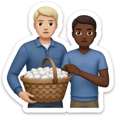 White person whipping black person carrying a basket of cotton sticker