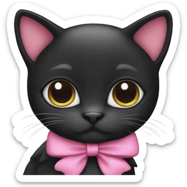 black cat wearing a pink bow sticker