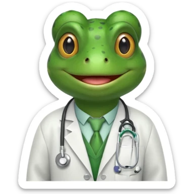 frog wearing a doctor's coat and stethoscope sticker