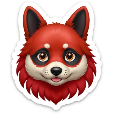 dog with very black tattoed face and red hair sticker