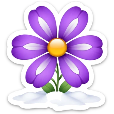 purple flower with snow behind it sticker