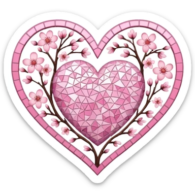 sakura heart with a mosaic pattern sticker