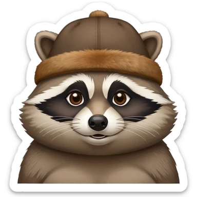 A fat raccoon with a hat on his head sticker