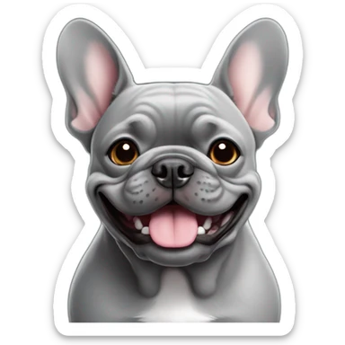 smiling dark grey french bulldog sticker