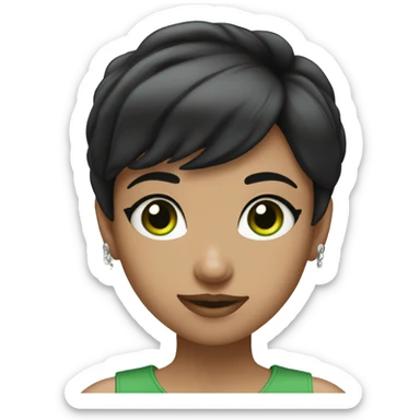 Girl with short black hair, green eyes and silver nose ring  sticker