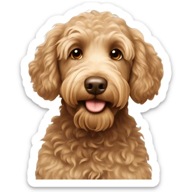 brown labradoodle with blonde girl sticker