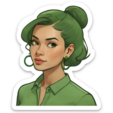 Una mujer con el pelo corto y chino  sticker