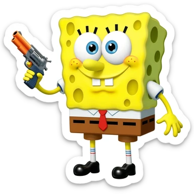 SpongeBob with a gun sticker