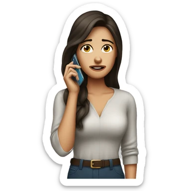 Beautiful Brunette Woman talking on her cellphone crying sticker