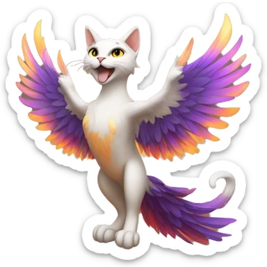 cat phoenix rising sticker