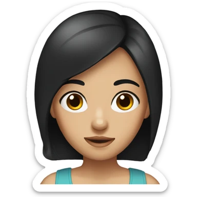  girl with straight black hair and dark brown eyes sticker