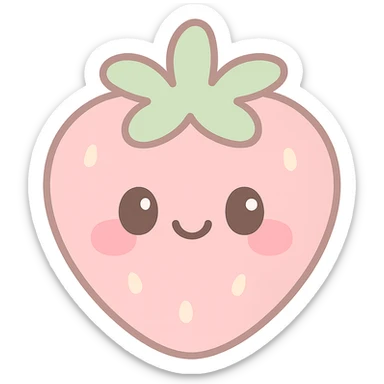 kawaii style blushing strawberry, pastel colors sticker