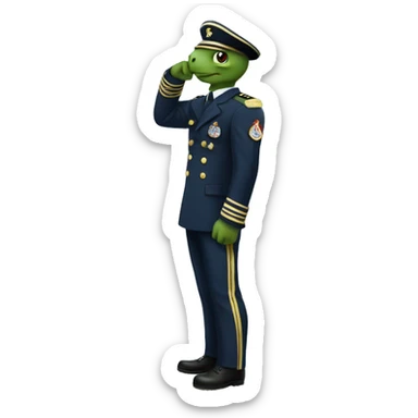 Turtle in navy uniform saluting sticker