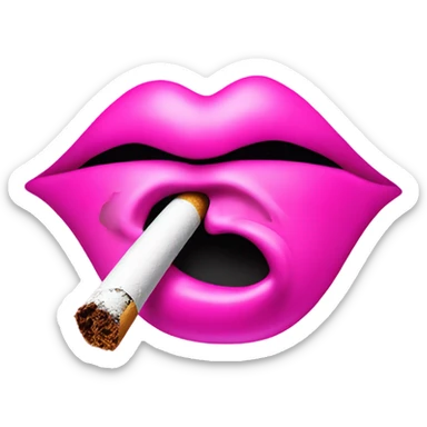 Neon pink lips are blowing smoke, and a cigarette is in her mouth sticker