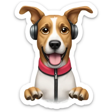 Dog dj’ing sticker