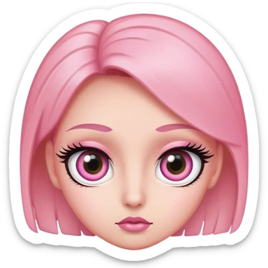 A major side eye with big eyes and long lashes pink emoji sticker