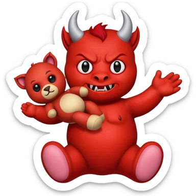 Devil hurting a teddy bear sticker