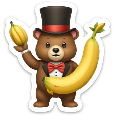 Banana wearing a top hat in a bear costume  sticker