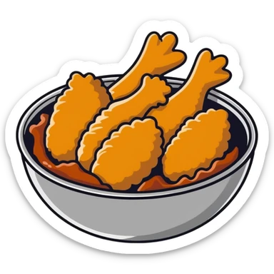 fried chicken in a silver stainless steel bowl sticker