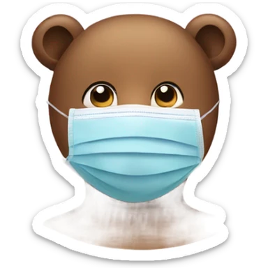 Bear with a face mask sticker