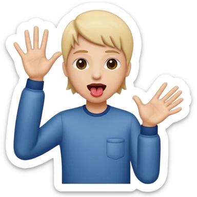 Tongue out with hands to the side sticker