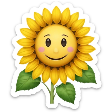 a sunflower with a white disc in the middle and a smiley face sticker
