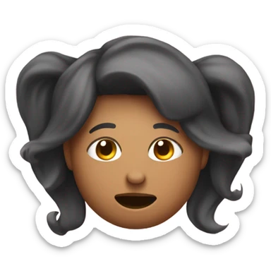 blushing face cupped in hands with kicked feet behind face sticker