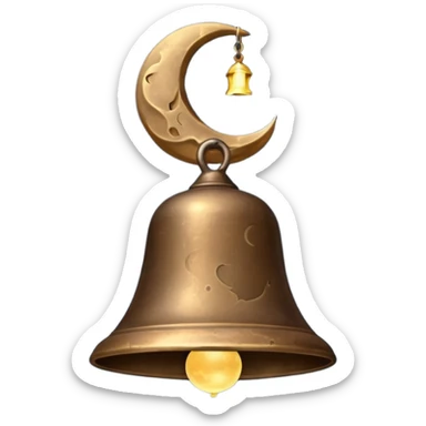 the midnight bell with moon at the back sticker