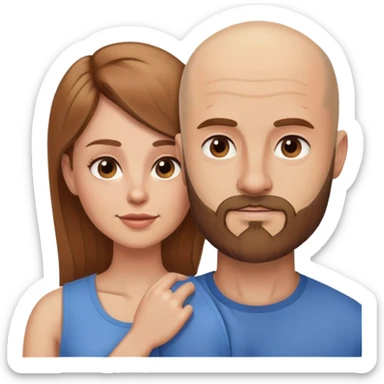 Beautiful light brown hair touching her muscular bald beard husband sticker