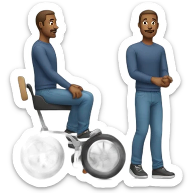 Man with wheels instead of limbs sticker