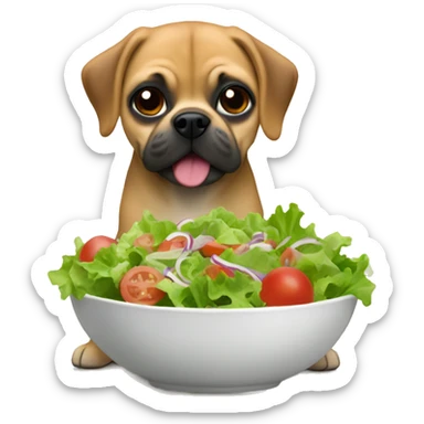 A puggle eating salad sticker