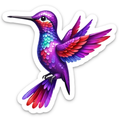 hummingbird with red and purple with glitter sticker