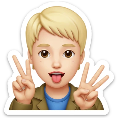 Fait un mélange des deux emojis suivant : 😝✌️ sticker
