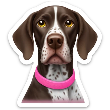 German shorthair pointer with pink tennis ball  sticker