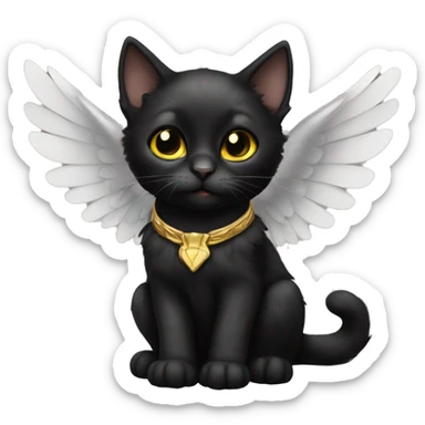 Black kitten with wings sticker