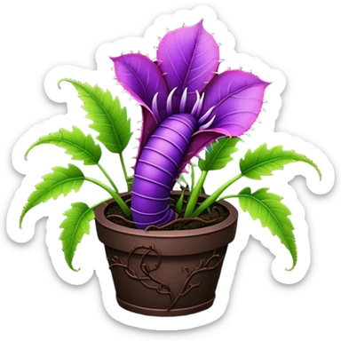 Black and purple Venus flytrap with vines sticker